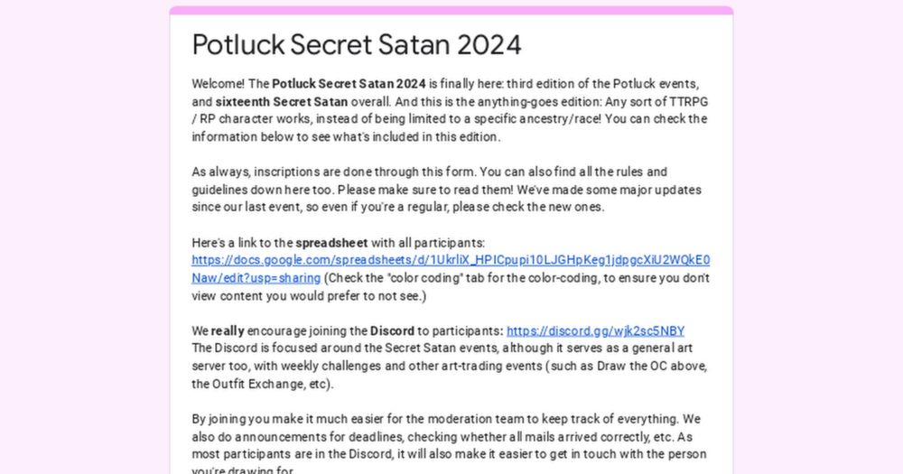 Potluck Secret Satan 2024