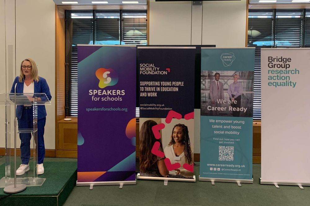 Jo Platt, MP for the Leigh and Atherton constituency, speaks at the launch of the Social Mobility Alliance in Parliament.