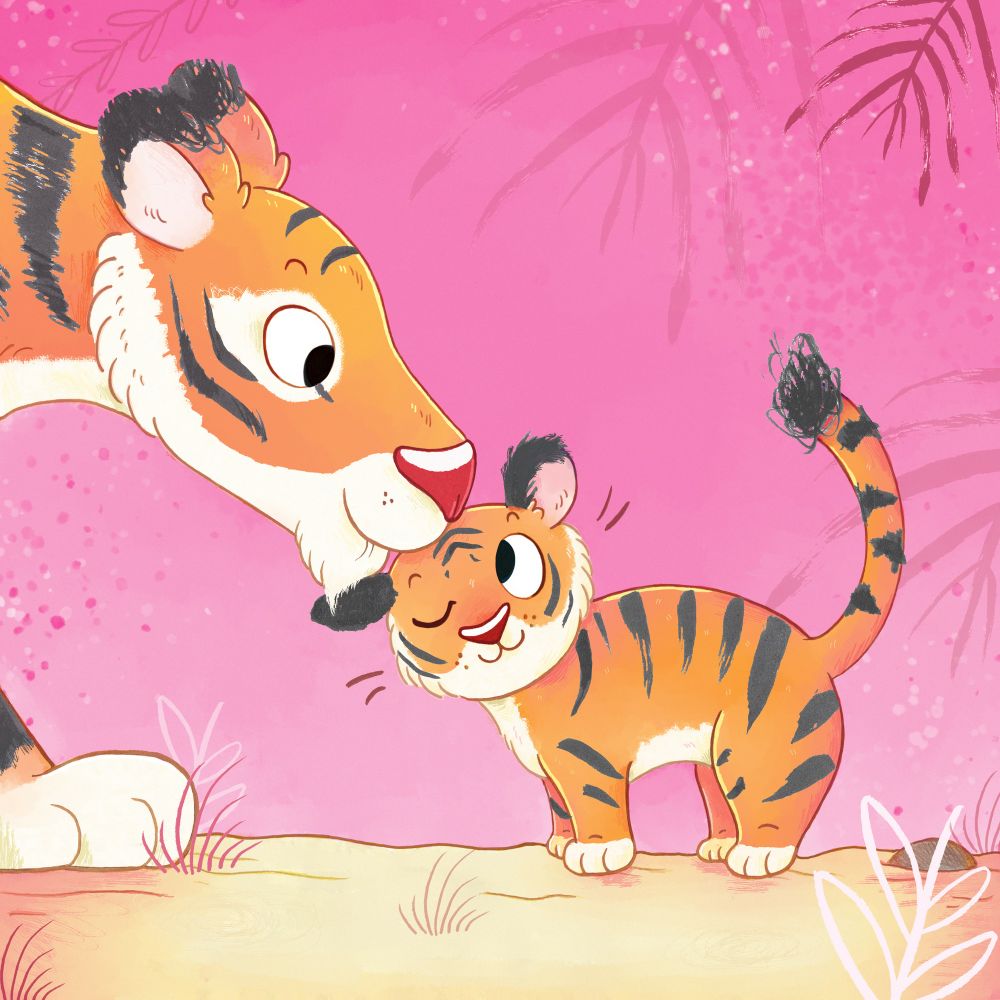 A tiger parent and cub