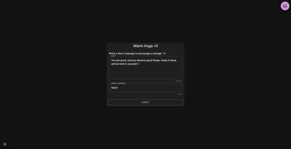 Screenshot of writing a new card to submit to the site.