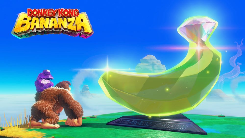 Donkey Kong and Odd Rock State into this distance. Sitting next to them is a Banandium Gem.