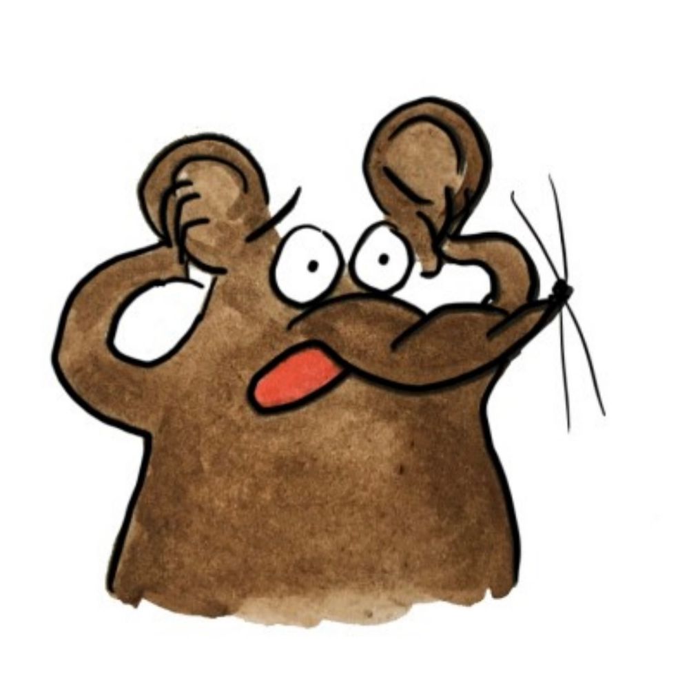 Drawing of Minimus the Latin mouse shocked