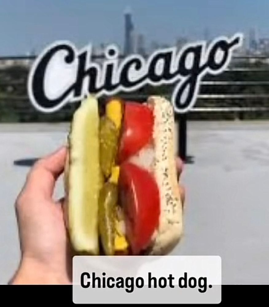 The new Pope’s hand holding a beautiful chicago hotdog.