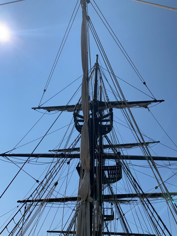 the three masts of the ship