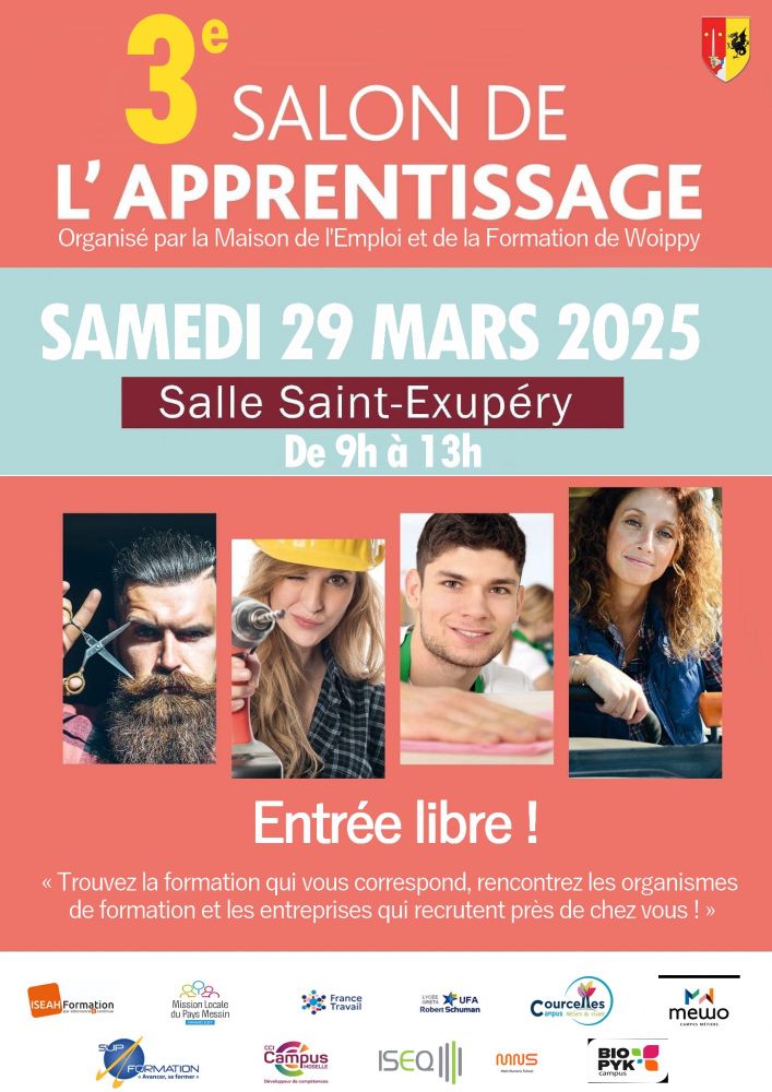 3ÈME SALON DE L'APPRENTISSAGE DE WOIPPY
le 29/03/2025 - de 9h00 à 13h00
Salle Saint-Exupéry
1 place André Debs
57140 Woippy