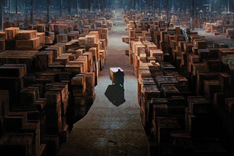 A bunch of crates in a warehouse. Spoiler: it's the end of Raiders of the Lost Ark.