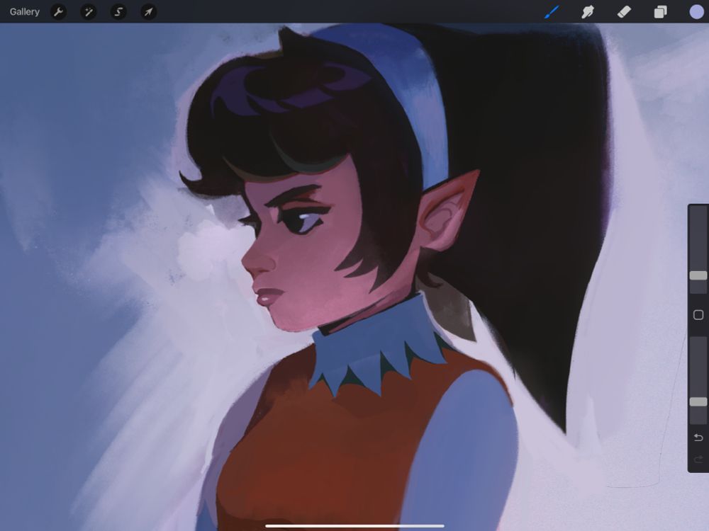 Wip. Girl with pointy ears and a serious face