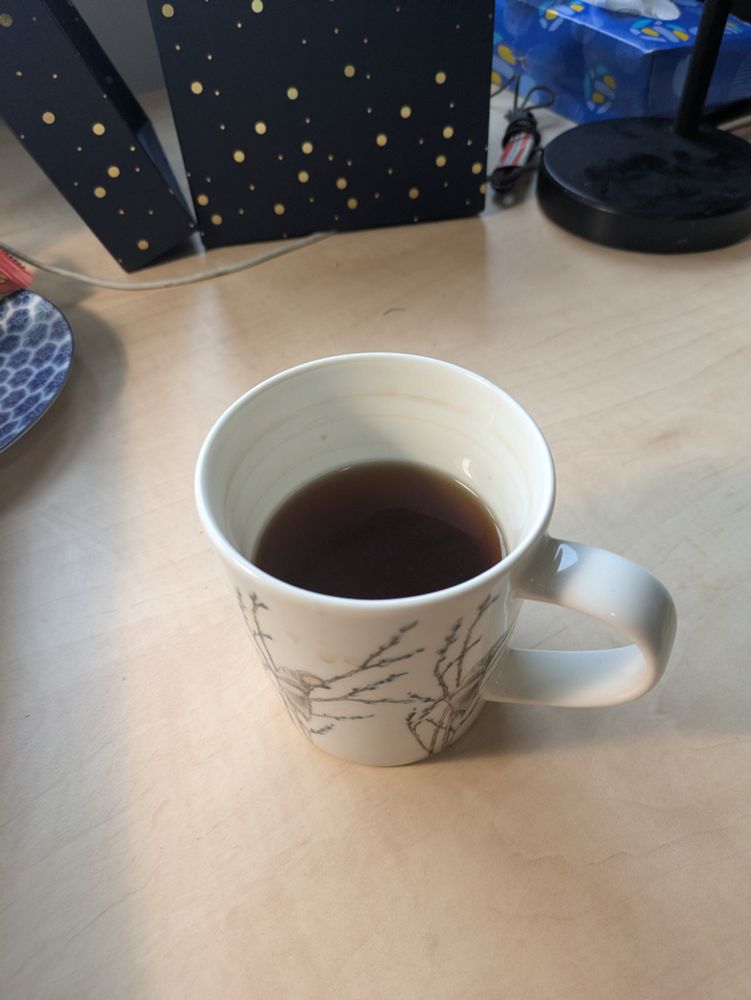 The same cup of tea from 2 hours earlier now cold