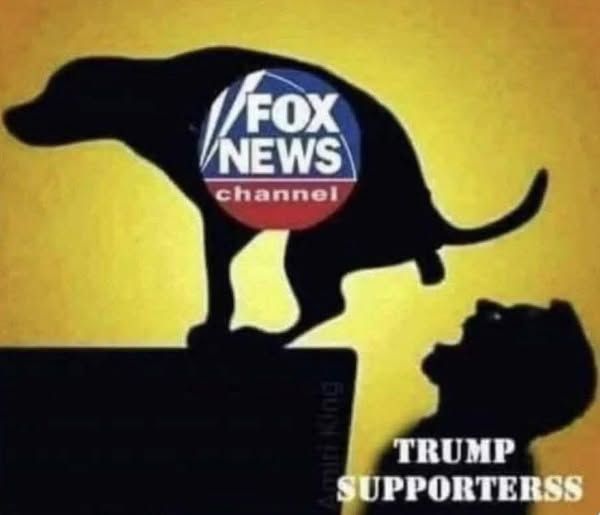 FOX News dog taking a dump into trump supporters mouth