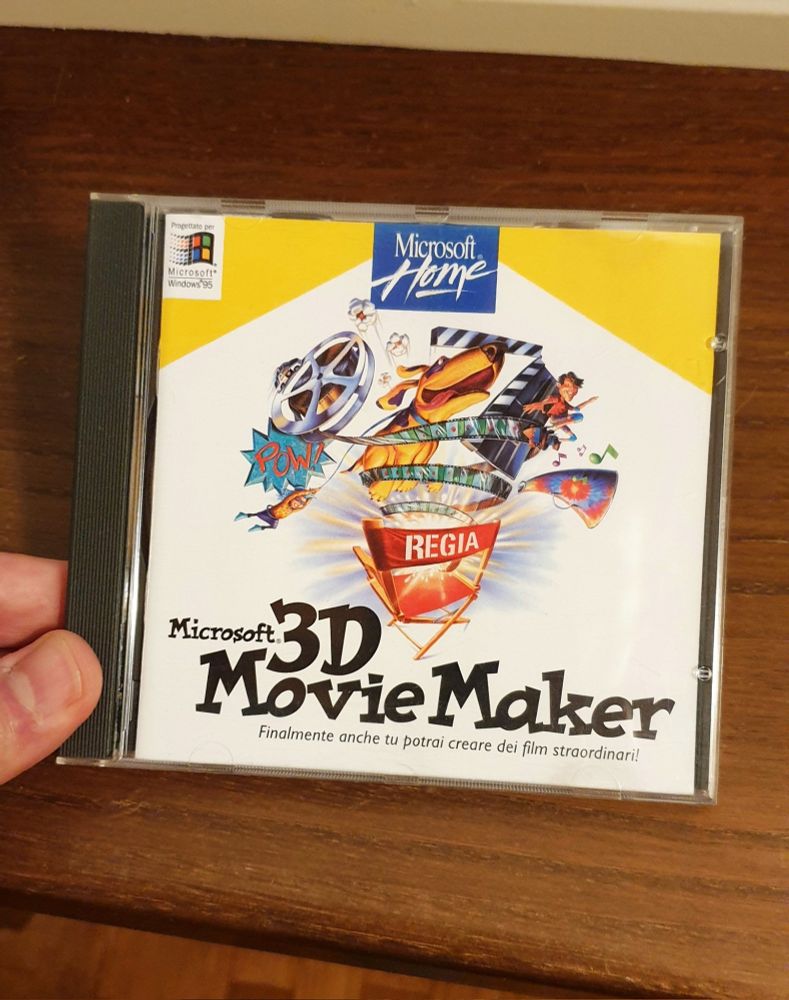 Holding a copy of Microsoft 3D Movie Maker