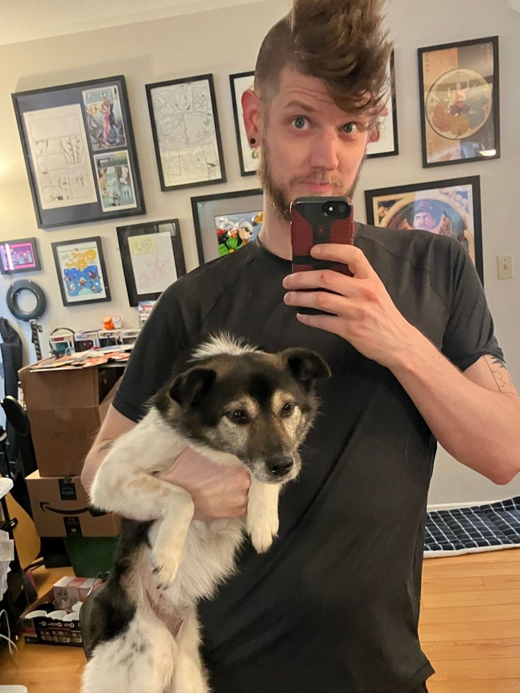 Me holding dog 
