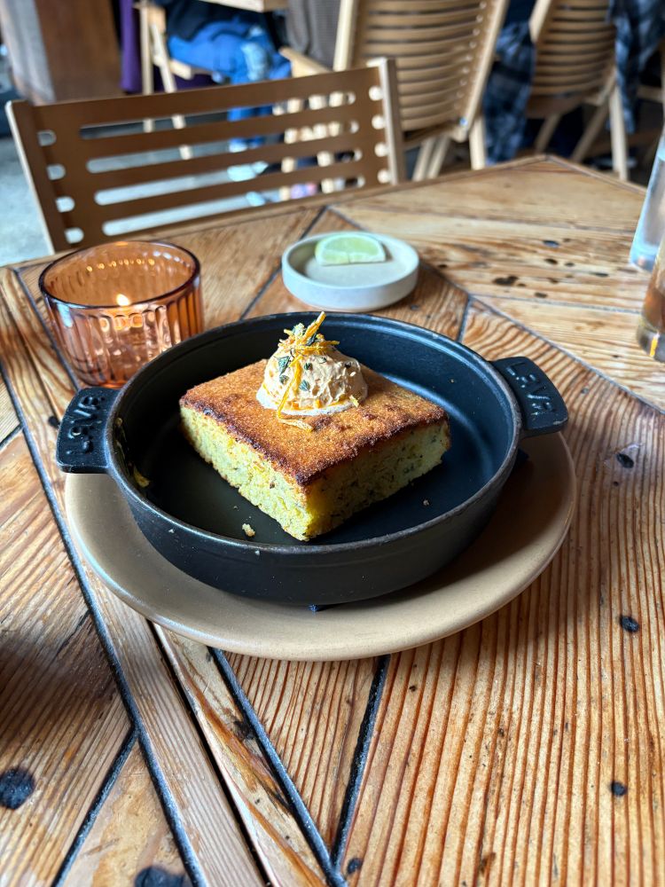 A plate of cornbread 