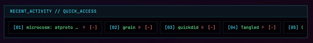 recent searches list in the tangled search interface