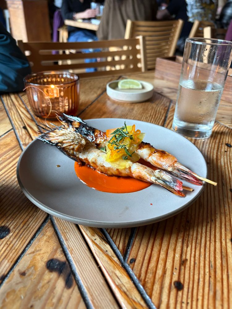 Ember roasted prawns