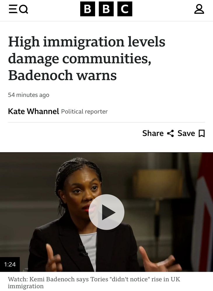 High immigration levels damage communities,
Badenoch warns
54 minutes ago
Kate Whannel Political reporter