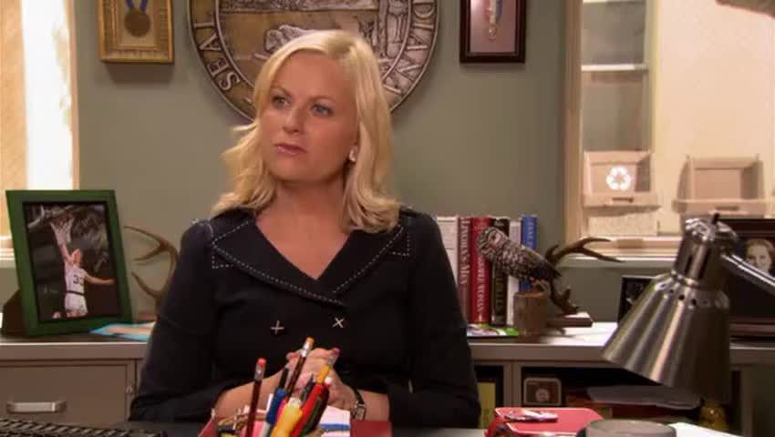 amy poehler as leslie knope from the show ‘parks and recreation’. 
