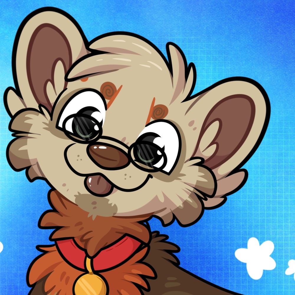 Noodle with a cheeky blep. Collar in red. Against the blue star backdrop. 