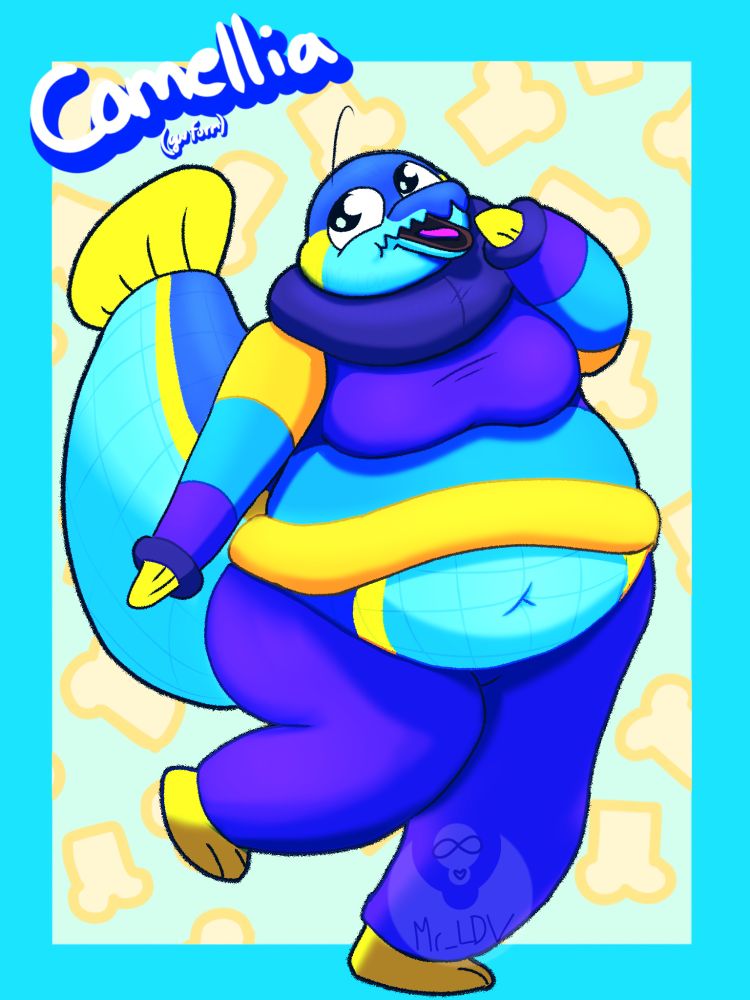 Maybe a lil too familiar? 🤨 

Regardless
This was fun to draw. The pectorals came out a bit weird but regardless everything came out fine!
Love the colors! Remind me of AroAce flag!