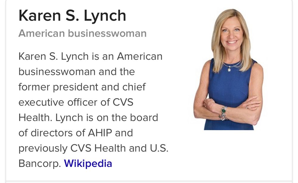 Basic biography and photo of Karen Lynch, CEO of CVS