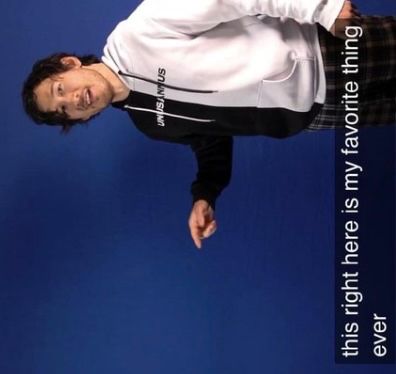 Meme image of Markiplier saying "this right here is my favorite thing ever" rotated to point down at the post.