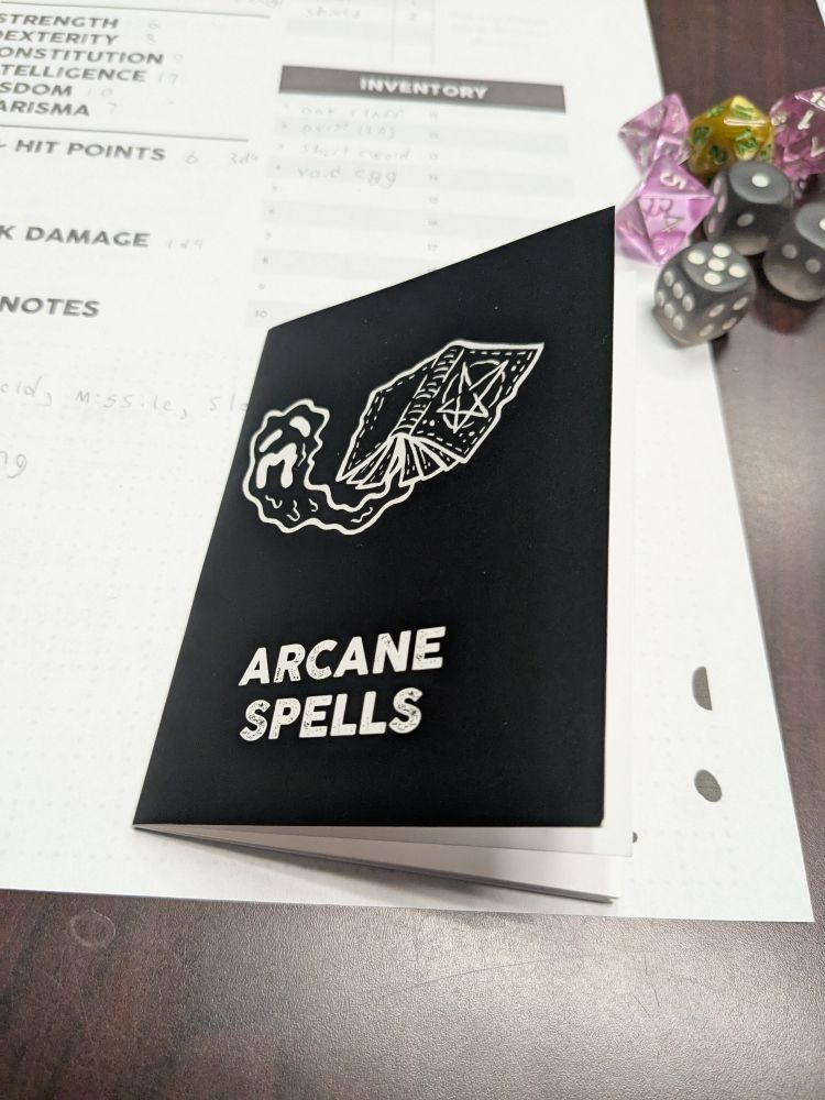 Blackhack arcane spells booklet