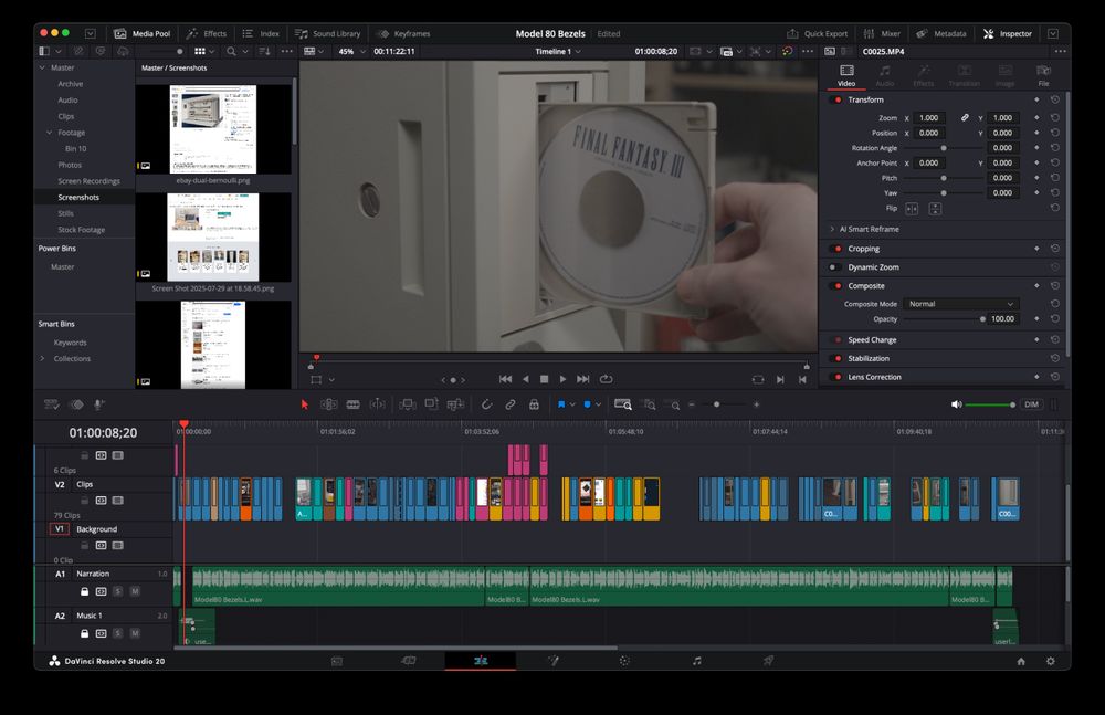 Screenshot of DaVinci Resolve editing a video