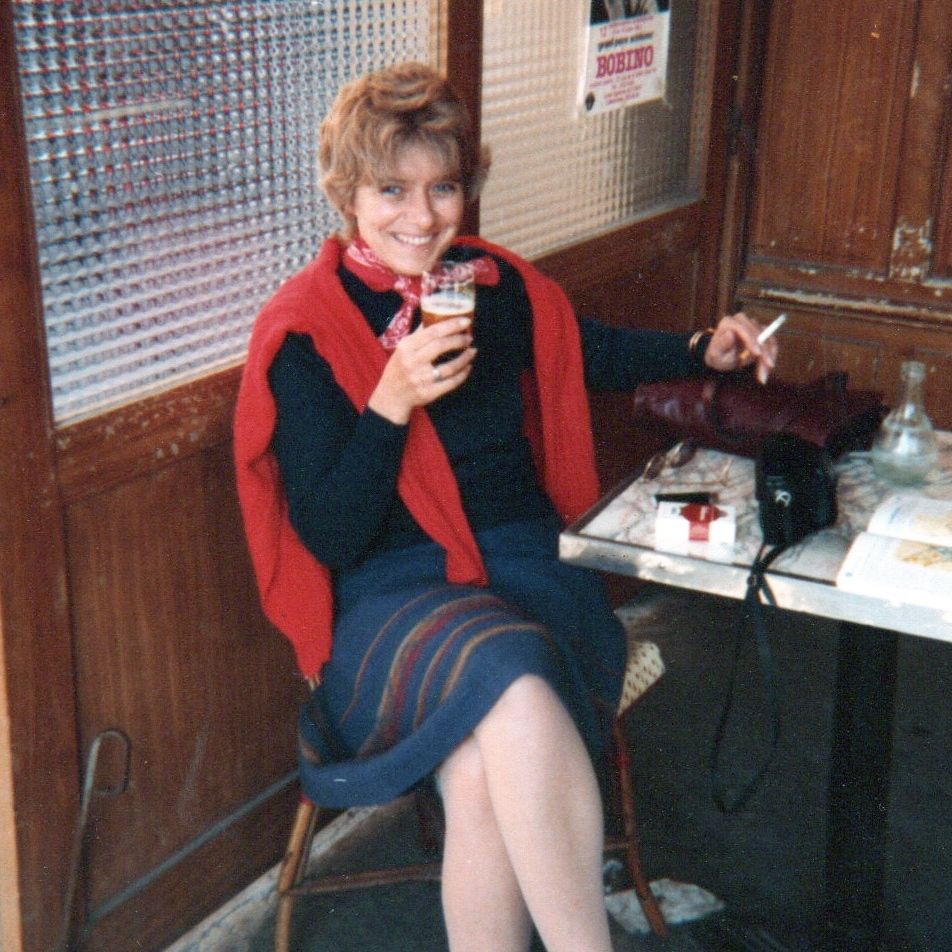My mother Jane Parker in a Paris café in the 1980s