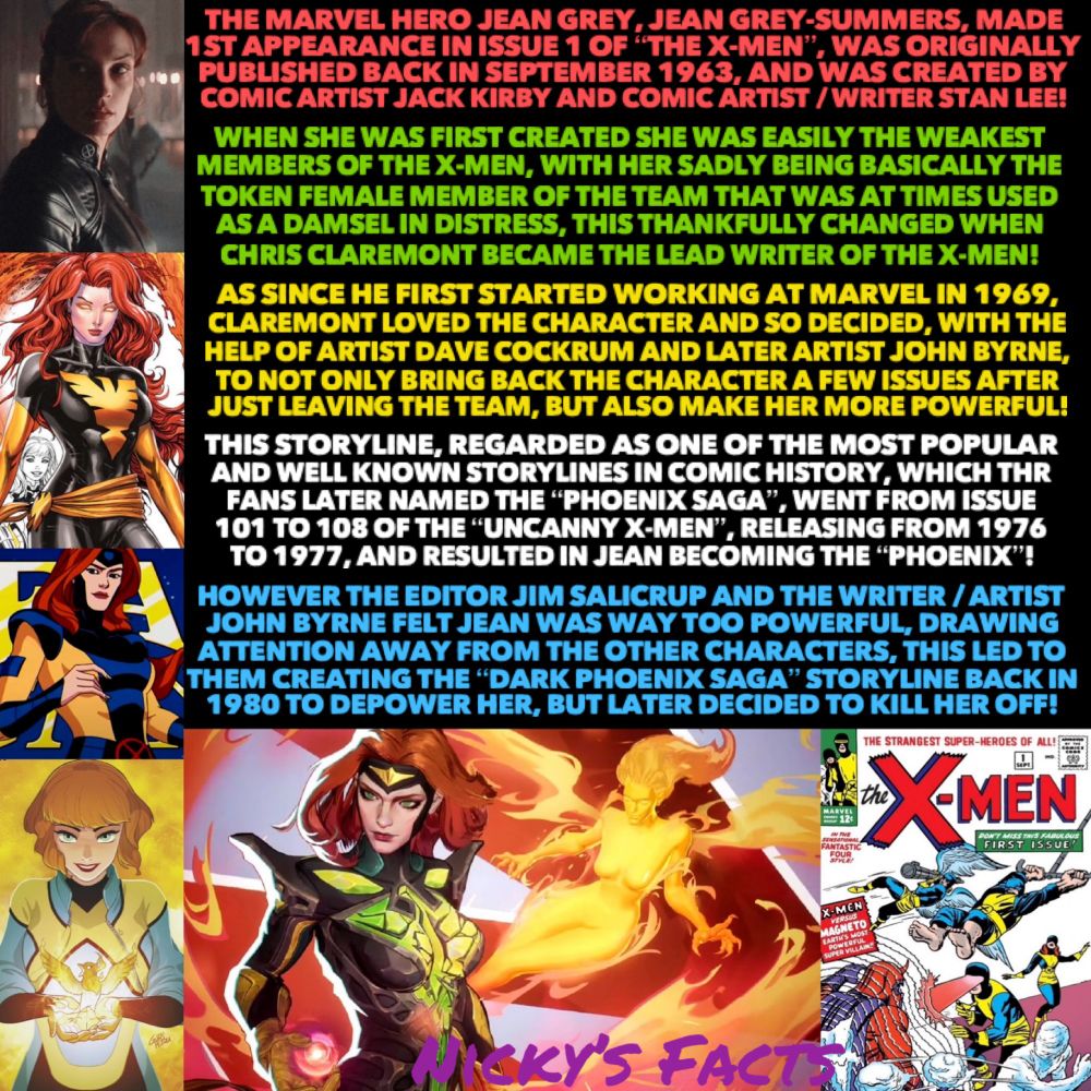 History facts about the Marvel superhero Jean Grey!🐦‍🔥