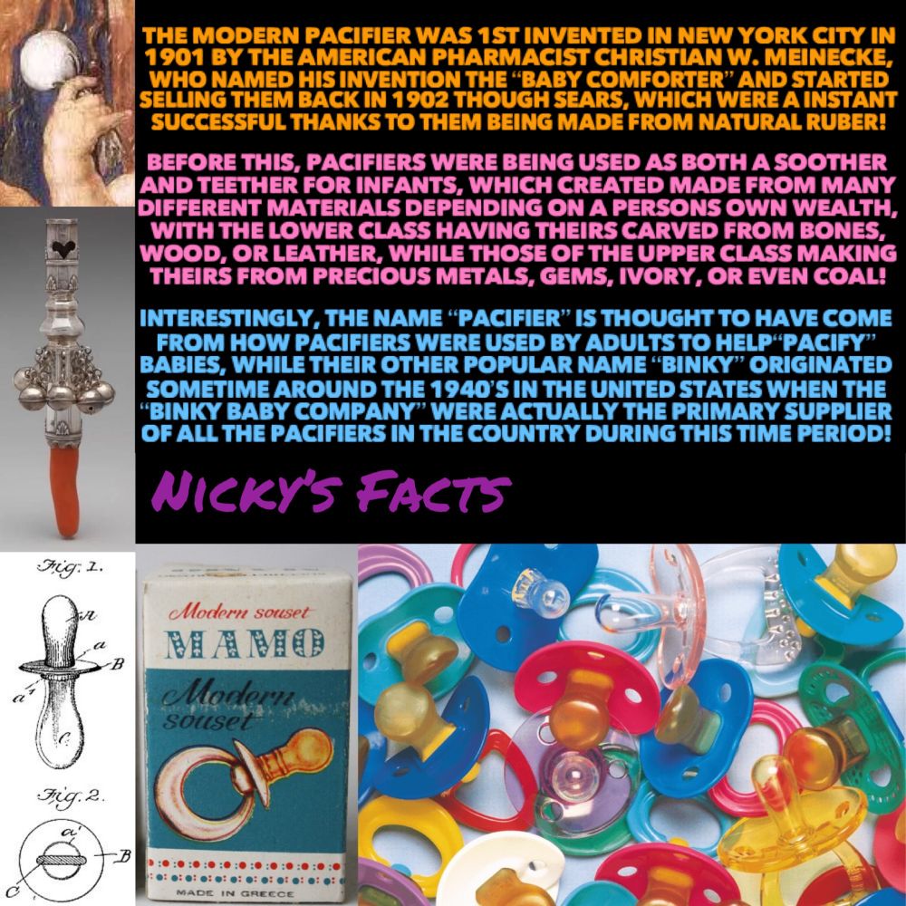 History facts on the pacifier, from their pre modern looks to their modern invention!🧸