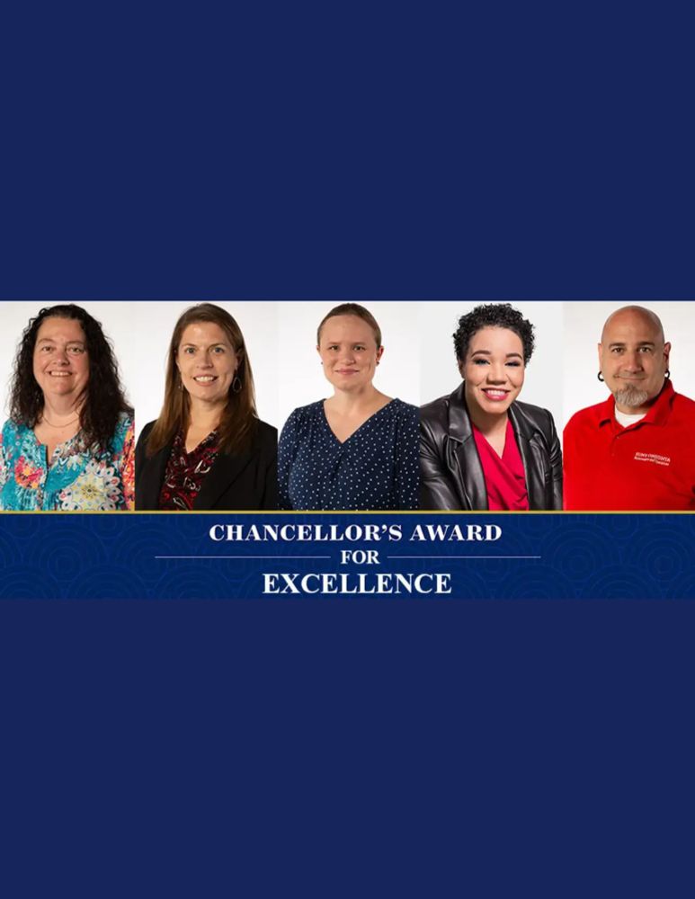 five faces with text that reads "Chancellor's Award for Excellence"