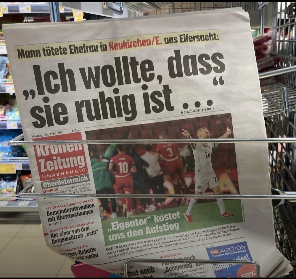 Täterzentrierte Schlagzeile der Kronenzeitung über einen Femizid.