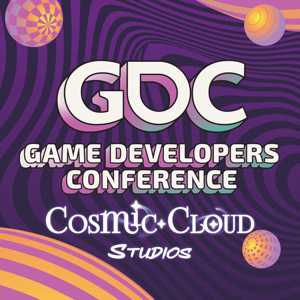 Cosmic Cloud Studios logo on GDC - Game Developers Conference 2025 banner