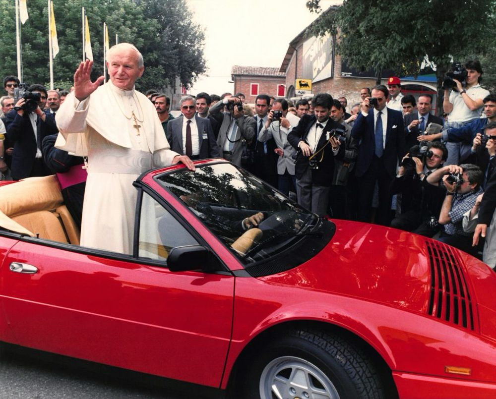 Pope JP II in a Ferrari 