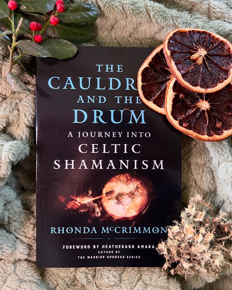 The book titled The Cauldron and the Drum: a Journey into Celtic Shamanism, written by Rhonda McCrimmon  
