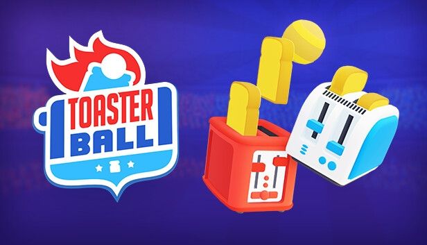 Logo du jeu toasterball. On y voit deux grilles pains et une balle de tennis 