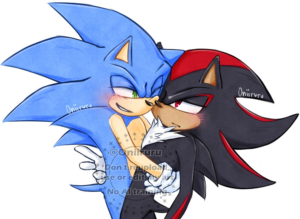 Sonic and Shadow cuddeling