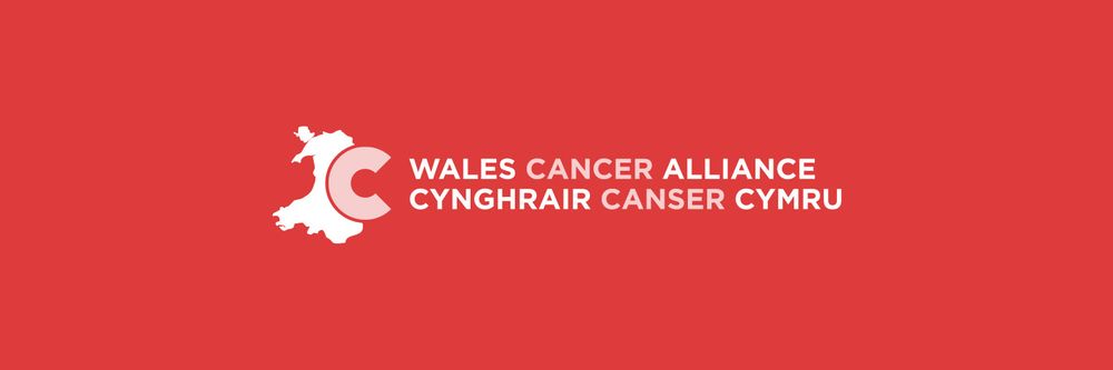 The Wales Cancer Alliance logo, white on a red background