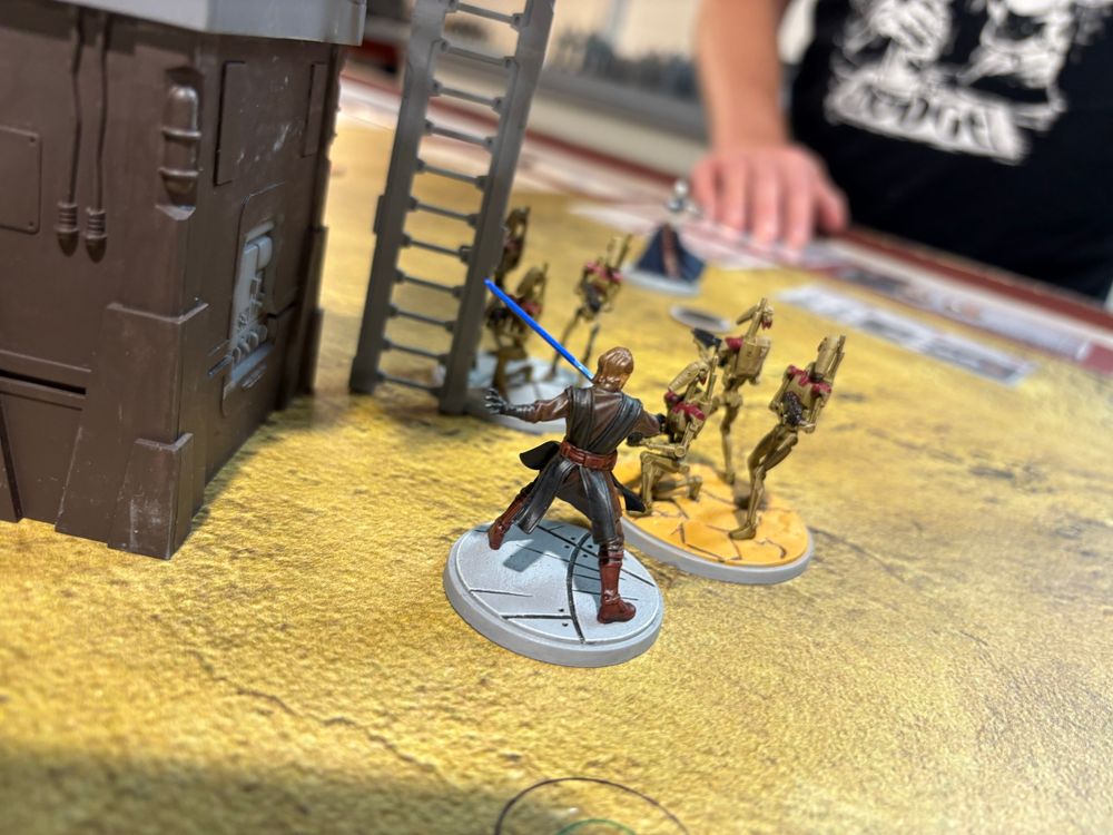 Anakin takes on some B1 battle droids. 