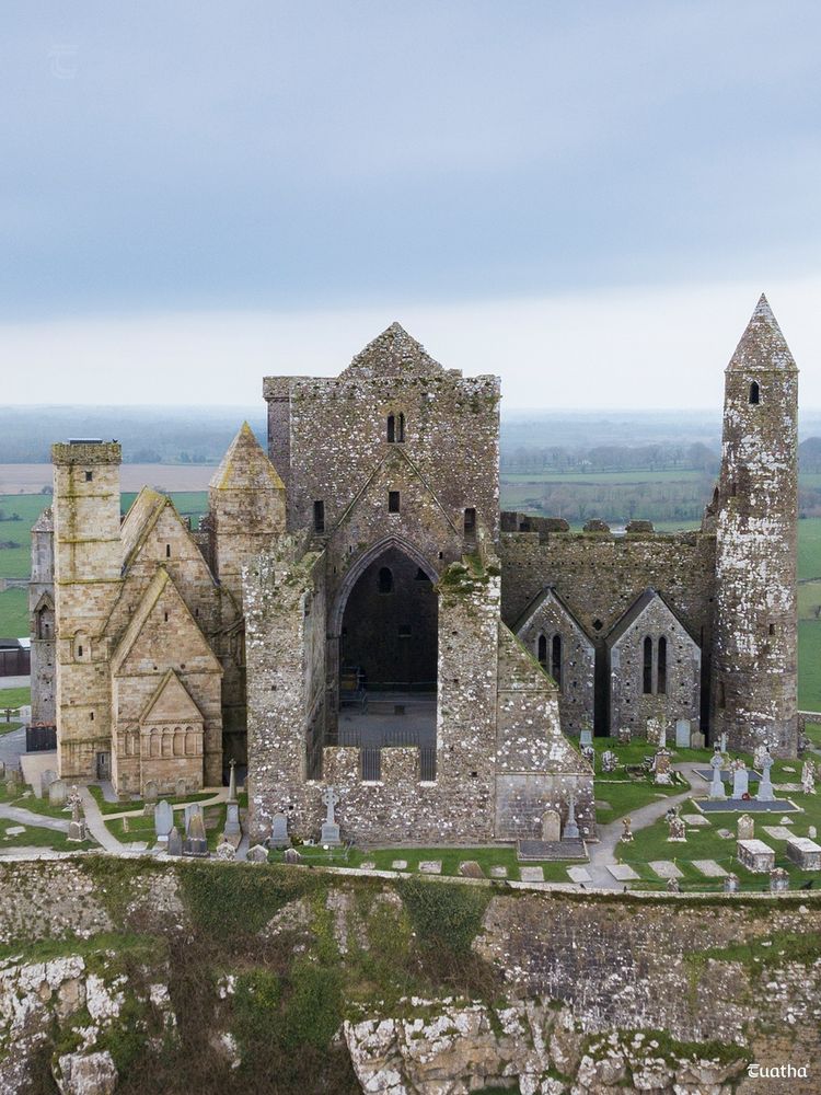 An aerial view of the medieval complex on the Rock of Cashel in Tipperary 