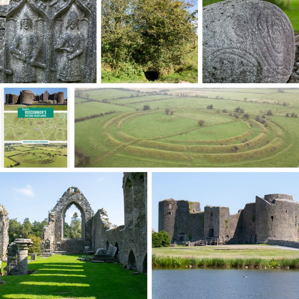 A collage of historic sites that feature on our Roscommon Itinerary