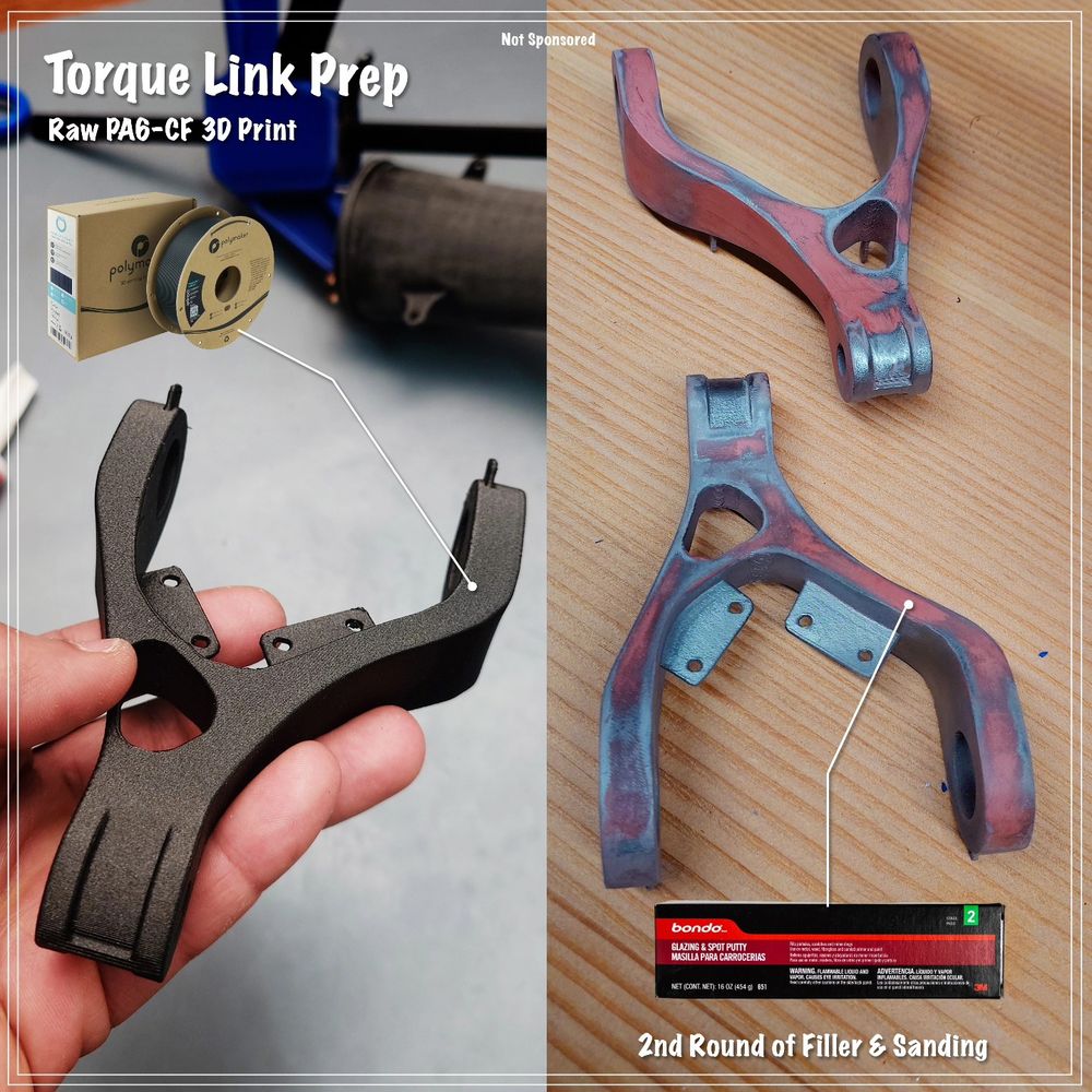 Preparing 3D printed torque link for the model 787 main landing gear. Using Bondo filler sander to get a nice smooth finish. 