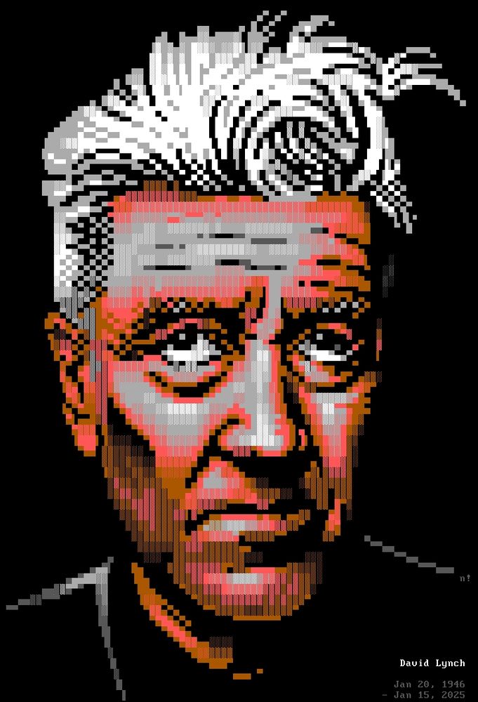 ANSI textmode art portrait of David Lynch