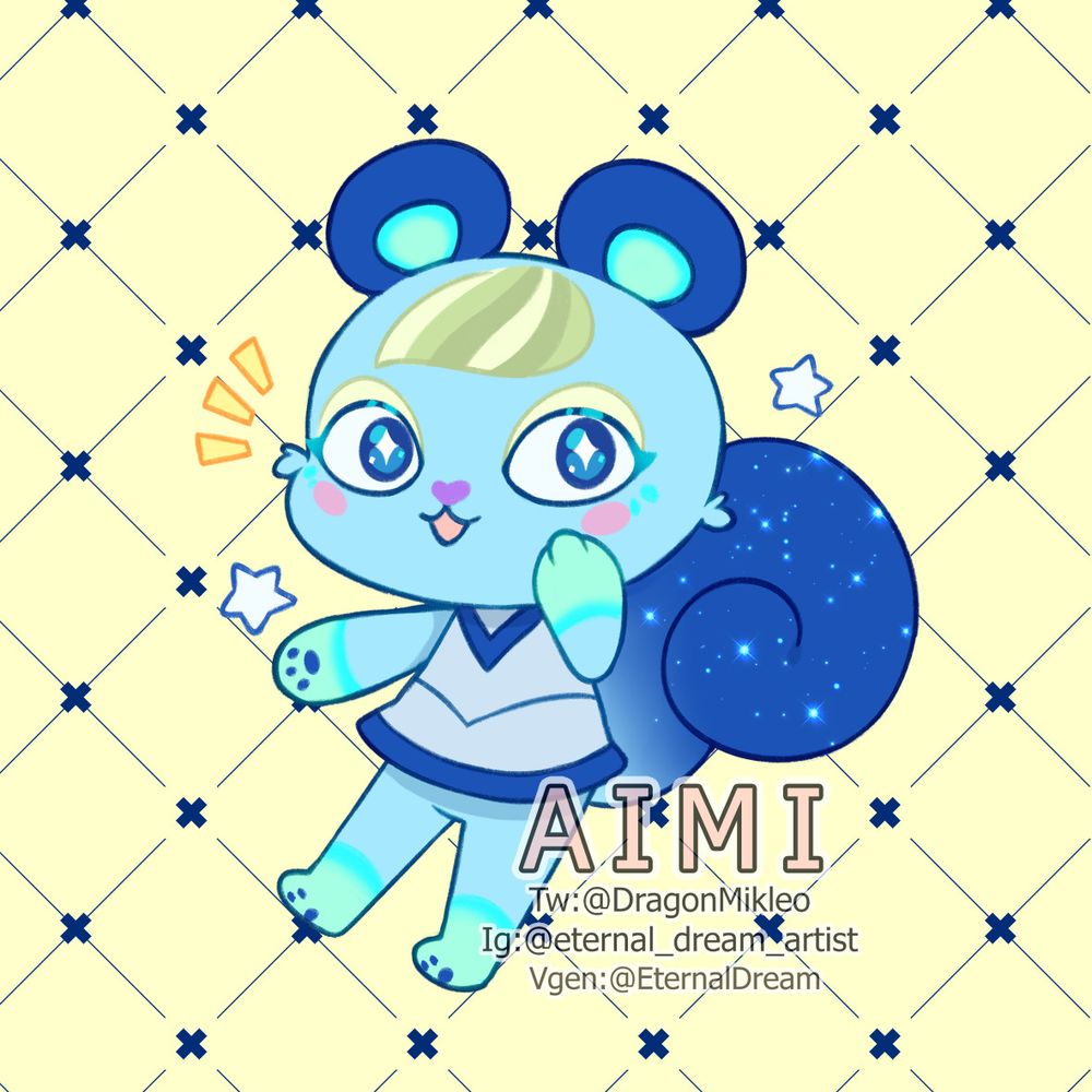 A villager from the videogame Animal Crossing New Horizons, Ione, one of the squirrel villagers