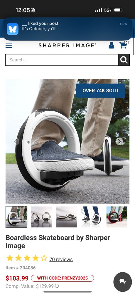 An image taken from a page selling a boardless skateboard 