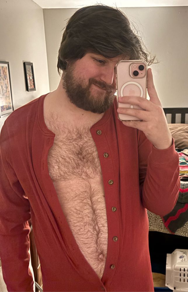 full length mirror selfie in a union suit