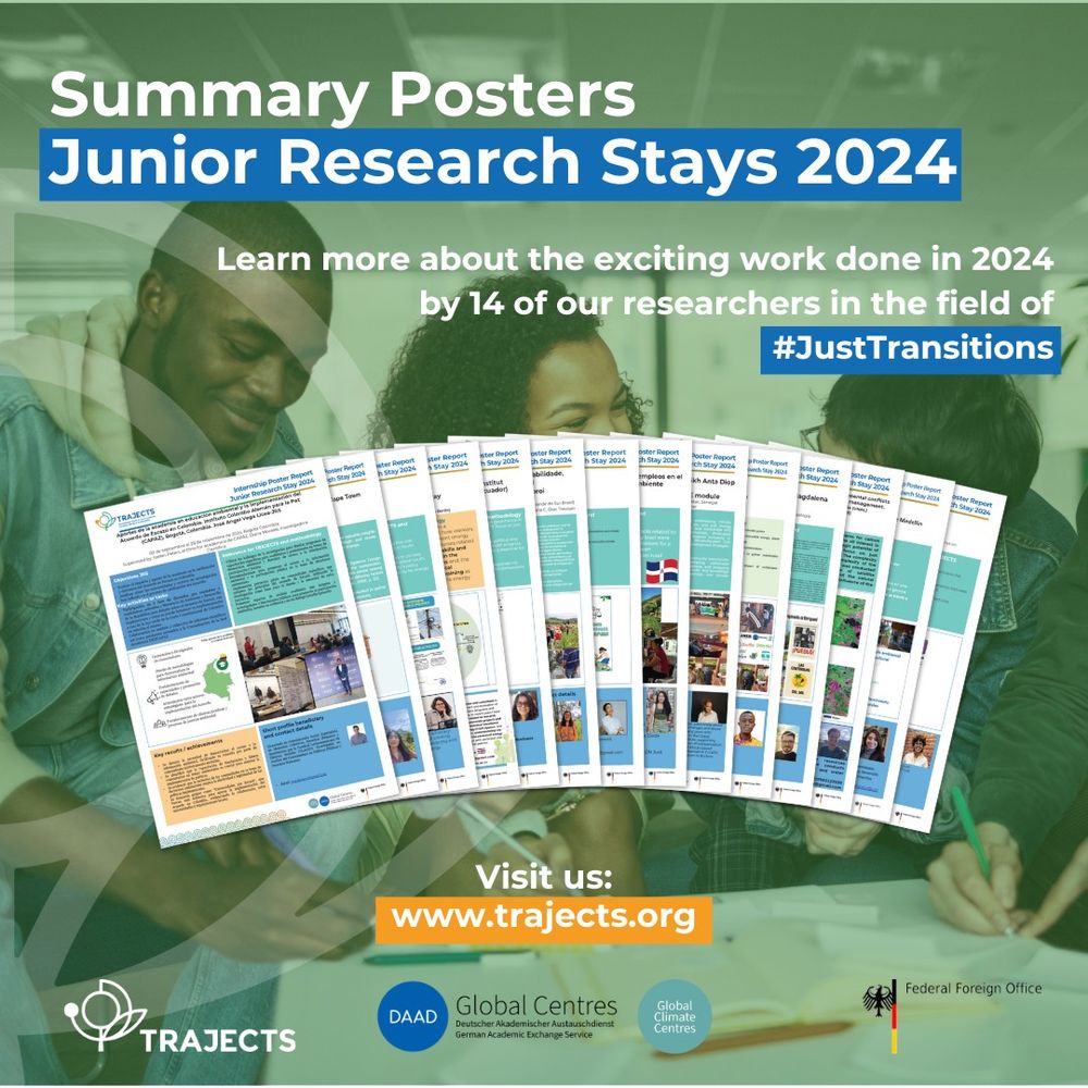 📢 🎉 Once again, at #TRAJECTS we’re thrilled to unveil the 2024 Junior Research Stay Summary Posters! 🎓🖼️

🔍 In these posters you’ll discover a hand‑picked selection of projects developed by our fellows at their Host Institutions—complete with objectives 🎯, methodology 🔬, and key results 📈, plus proposals for follow‑up work 🚀 and real‑world applications 🌐.

👏 These contributions highlight the effort and creativity of young researchers who, with rigor and passion, have enriched our scientific community. 👩‍💻👨‍💻

🌟 Posters are available in digital format! Follow the link to learn more 👇
https://trajects.org/resource-library/item/177

#JRS2024 #Research #JustTansition