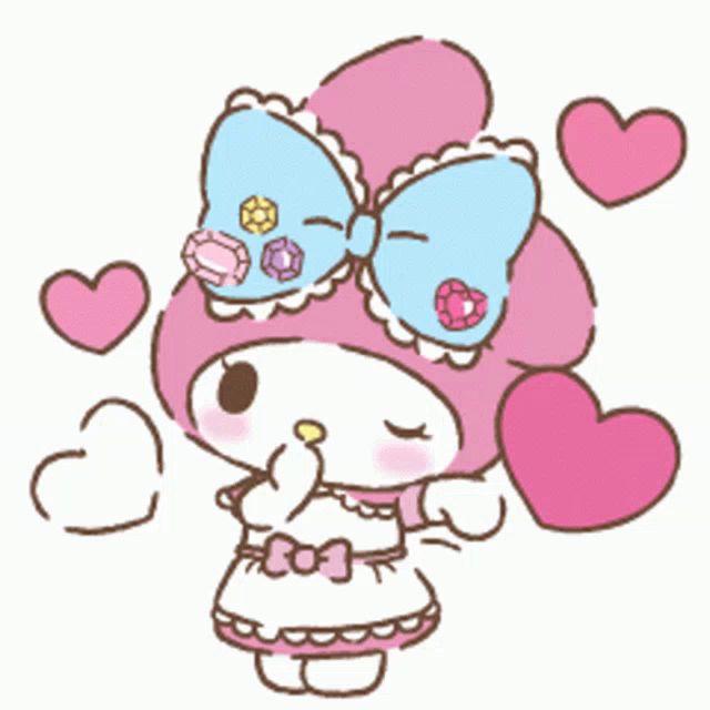 a cartoon drawing of my melody with hearts around her head