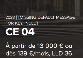 message d'erreur sur le site BMW "missing default message for key: 'null' "