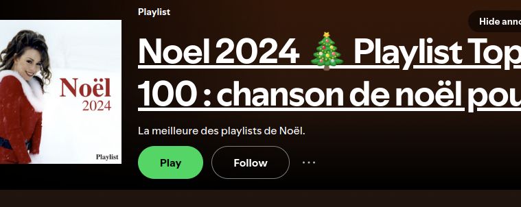 la playslist de noel de spotify