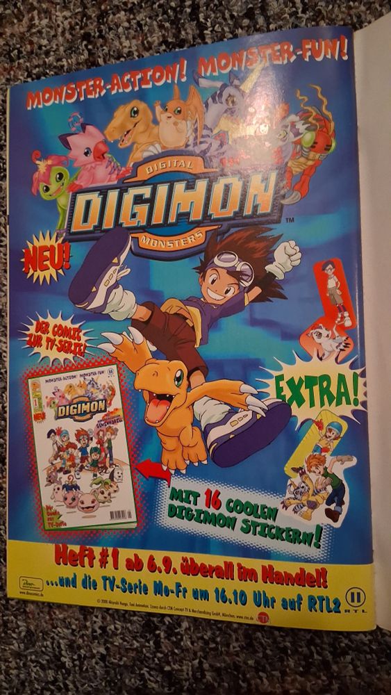 Eine Werbeanzeige zum 1. Digimoncomic. 